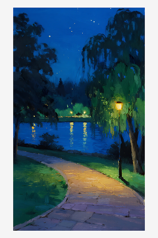 索罗公园风景画油画图片-众图网