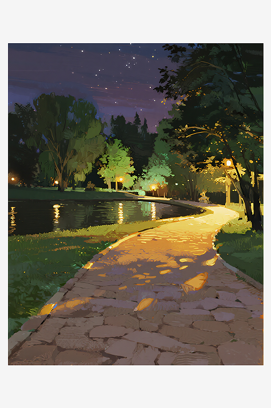 索罗公园风景画油画图片-众图网