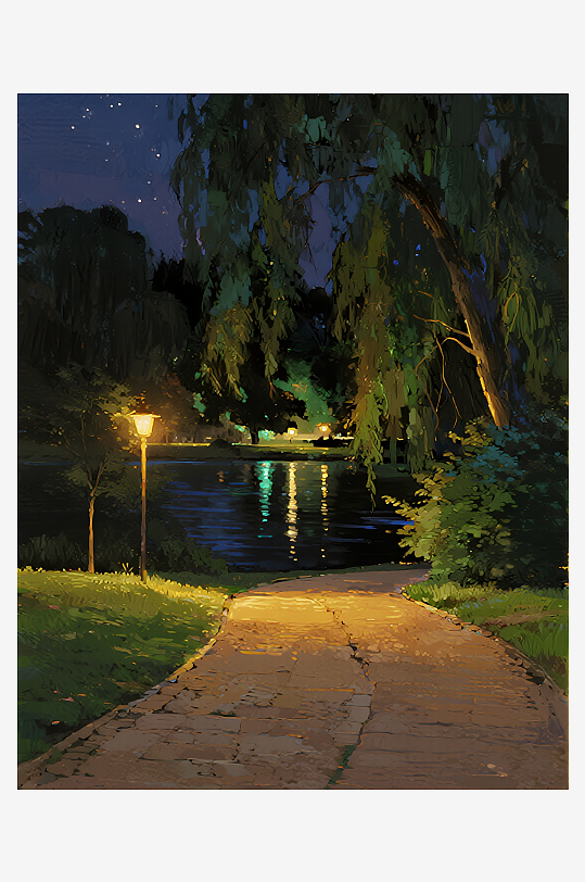 索罗公园风景画油画图片-众图网