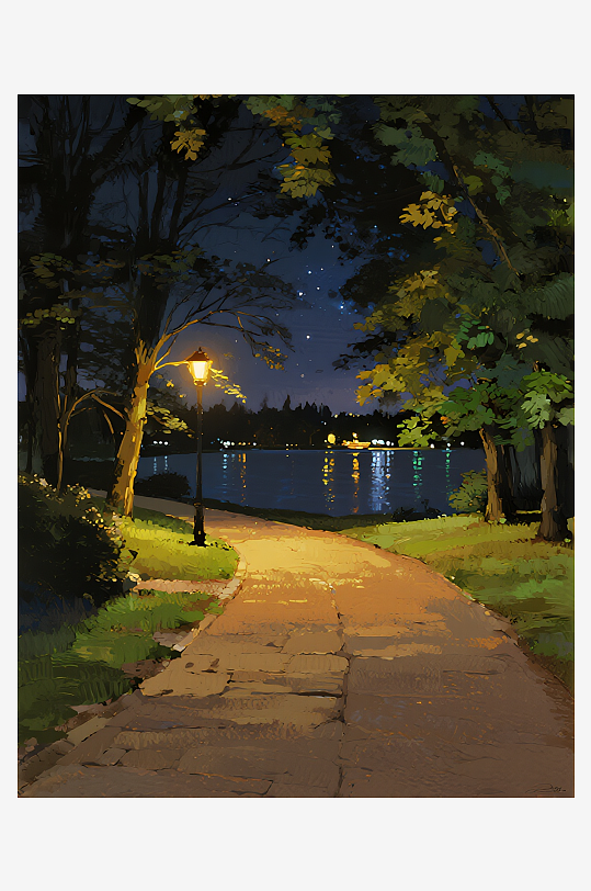 索罗公园风景画油画图片-众图网