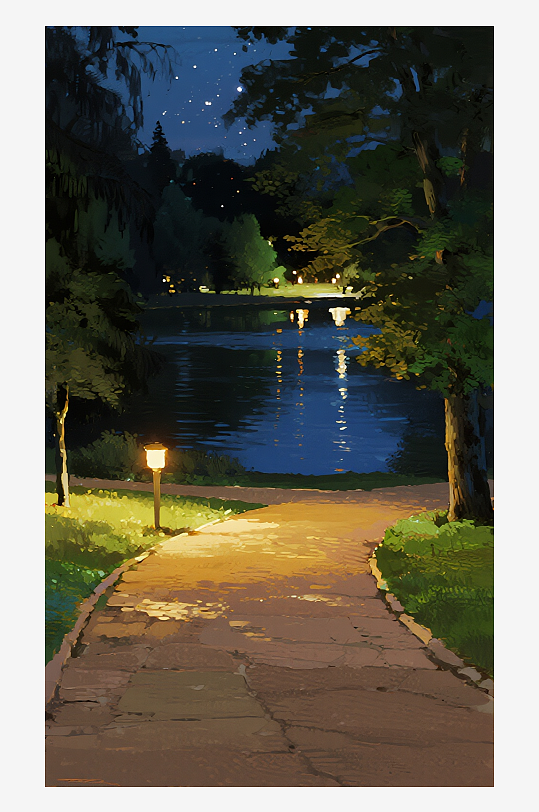 索罗公园风景画油画图片-众图网