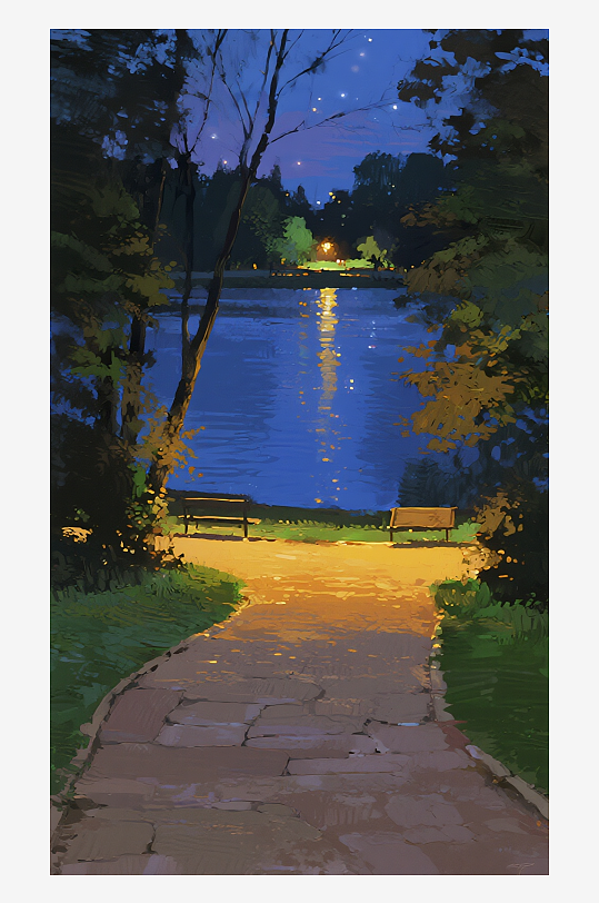 索罗公园风景画油画图片-众图网