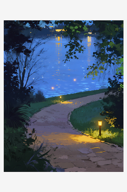 索罗公园风景画油画图片-众图网