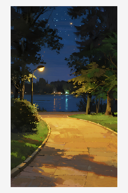 索罗公园风景画油画图片-众图网