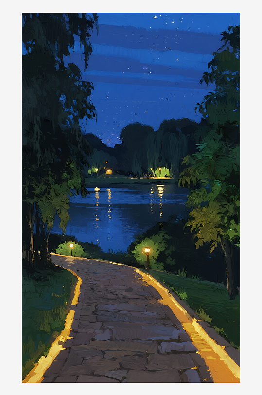 索罗公园风景画油画图片-众图网