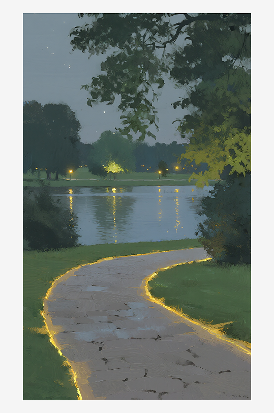 索罗公园风景画油画图片-众图网