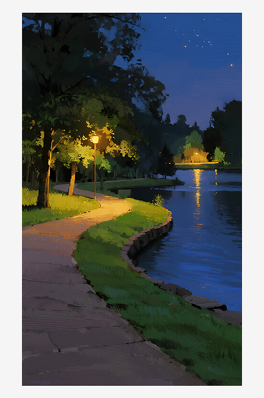 索罗公园风景画油画图片-众图网