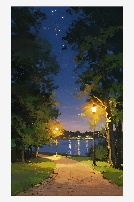 索罗公园风景画油画图片-众图网