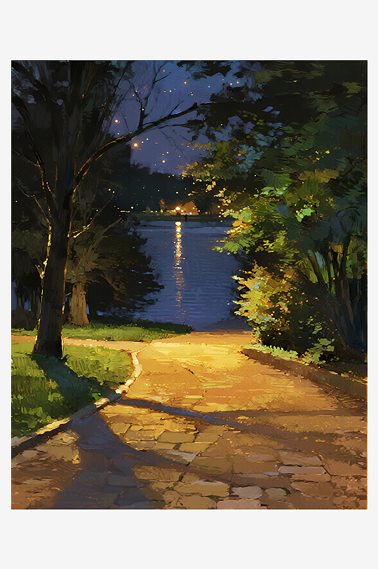 索罗公园风景画油画图片素材-众图网