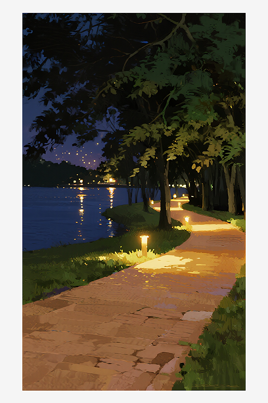 索罗公园风景画油画图片素材-众图网