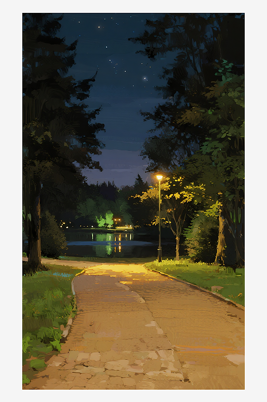 索罗公园风景画油画图片素材-众图网