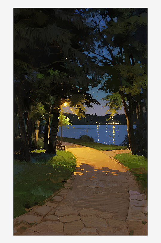 索罗公园风景画油画图片素材-众图网