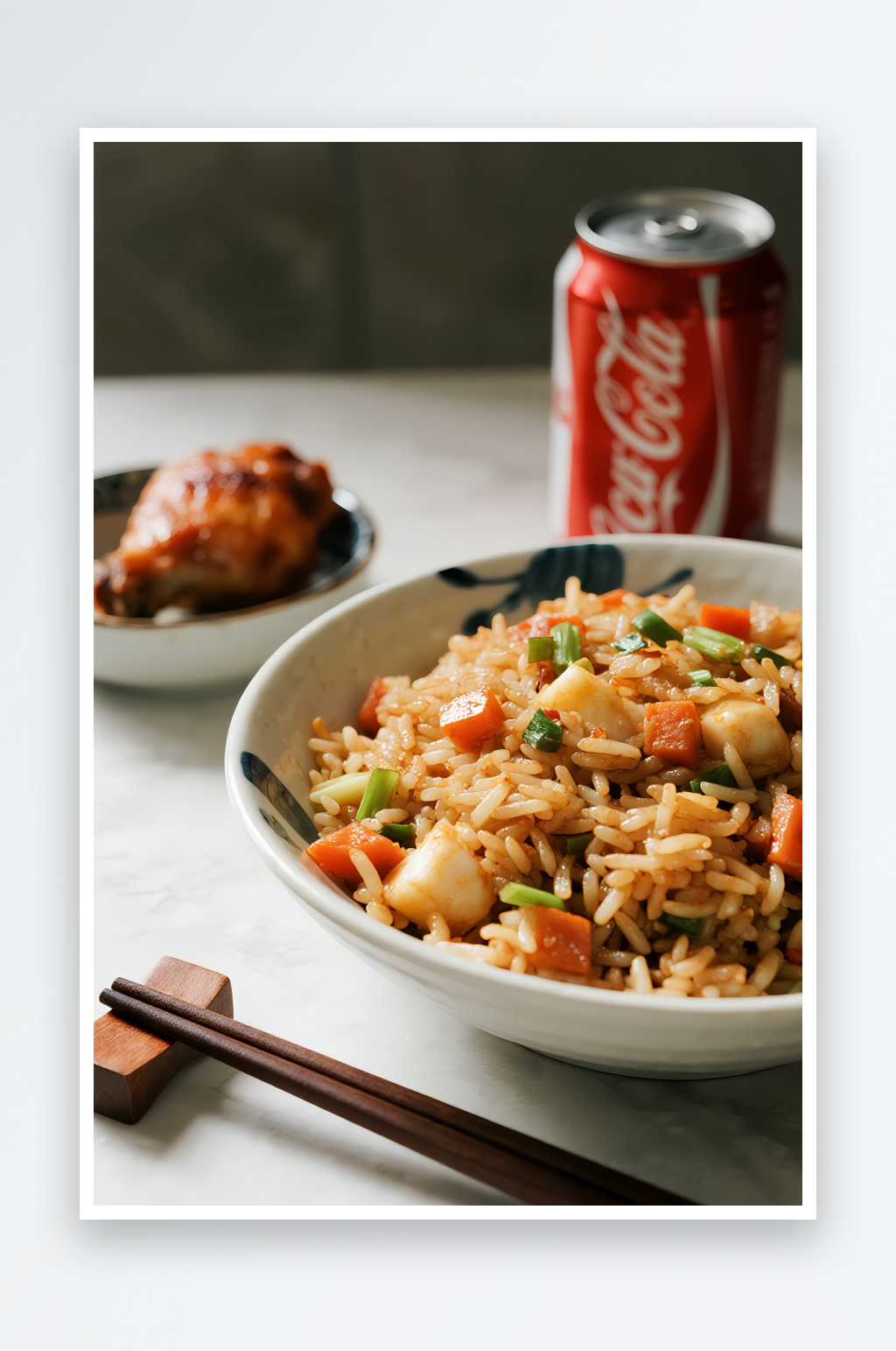 扬州炒饭鸡腿可乐美食图片素材素材