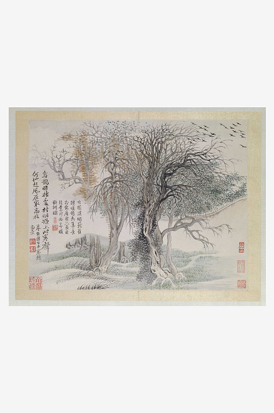 恽寿平水墨画风景图装饰画-众图网