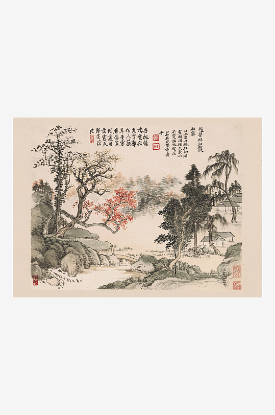 恽寿平水墨画风景图装饰画-众图网