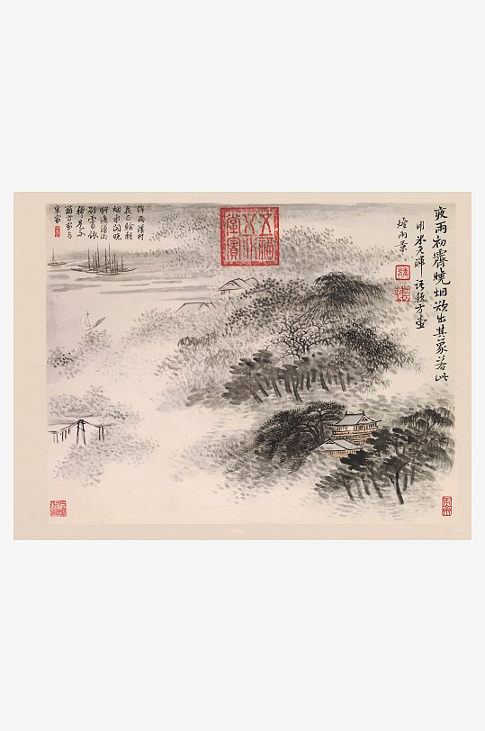 恽寿平水墨画风景图装饰画-众图网