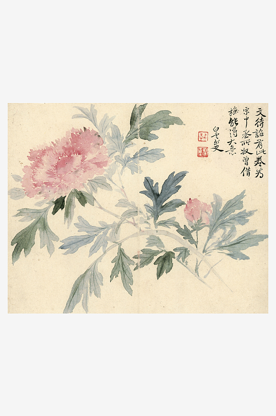 恽寿平水墨花卉装饰画-众图网