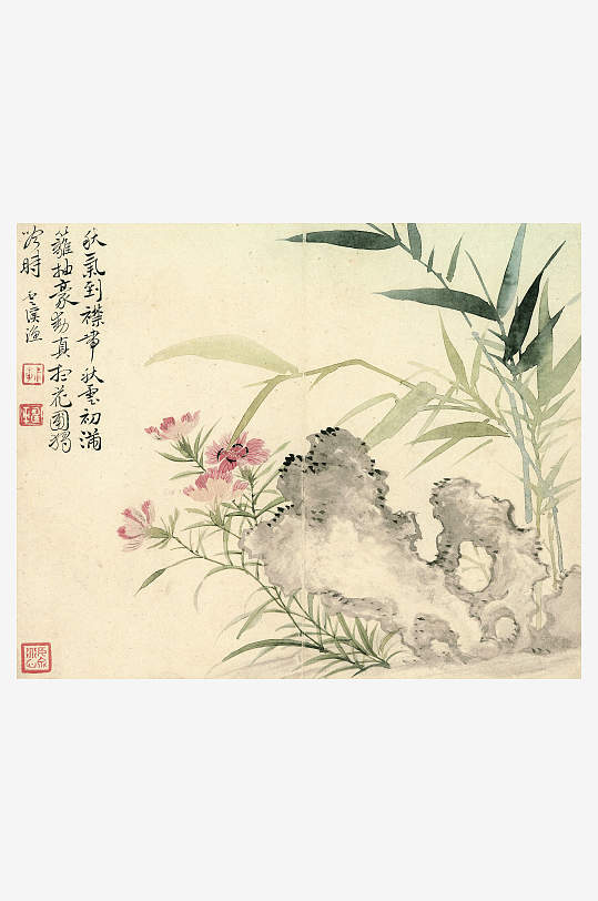 恽寿平水墨花卉装饰画-众图网