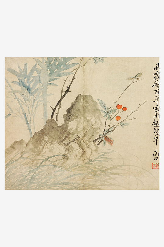 恽寿平水墨风景画画装饰画素材-众图网