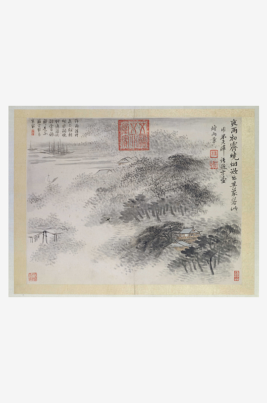 恽寿平水墨风景装饰画图片-众图网