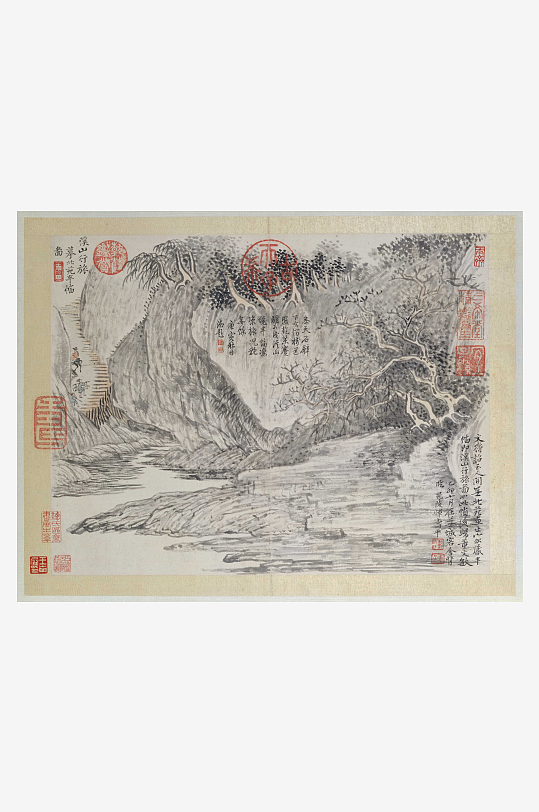 恽寿平水墨风景装饰画图片-众图网