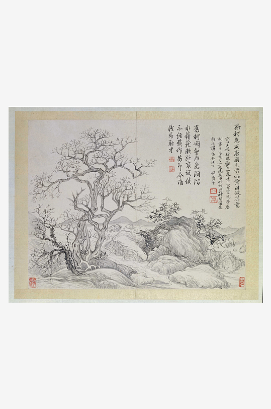 恽寿平水墨风景装饰画图片-众图网