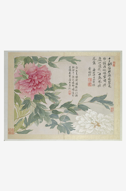 恽寿平水墨花卉风景装饰画图片-众图网