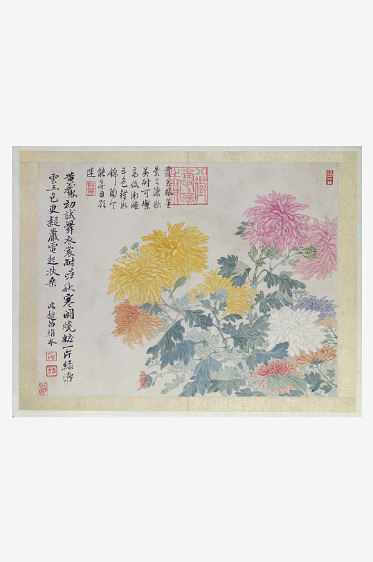 恽寿平水墨花卉风景装饰画图片-众图网