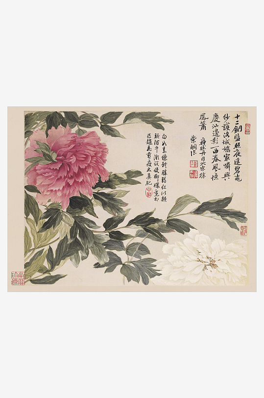 恽寿平水墨花卉风景装饰画图片-众图网