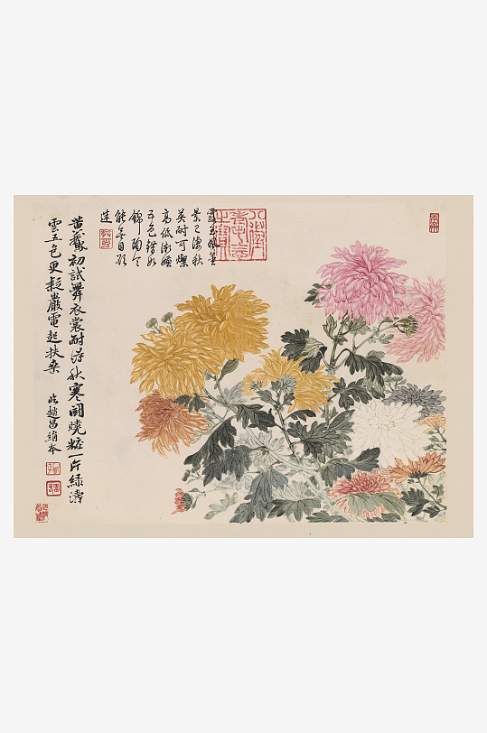 恽寿平水墨花卉风景装饰画图片-众图网