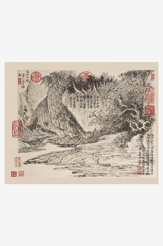 恽寿平水墨风景装饰画图片-众图网