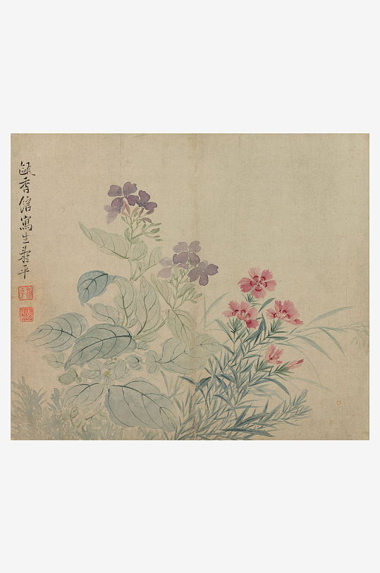 恽寿平水墨花卉风景装饰画图片-众图网