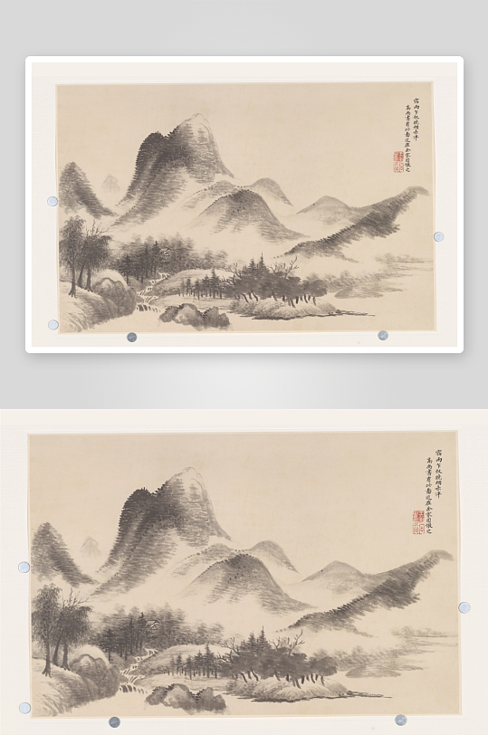 恽寿平山水墨风景装饰画图片素材-众图网