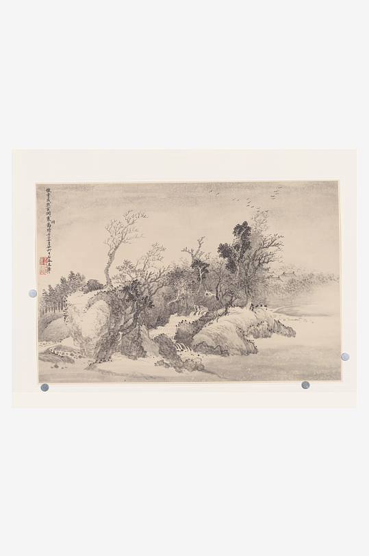 恽寿平山水墨风景装饰画图片素材-众图网