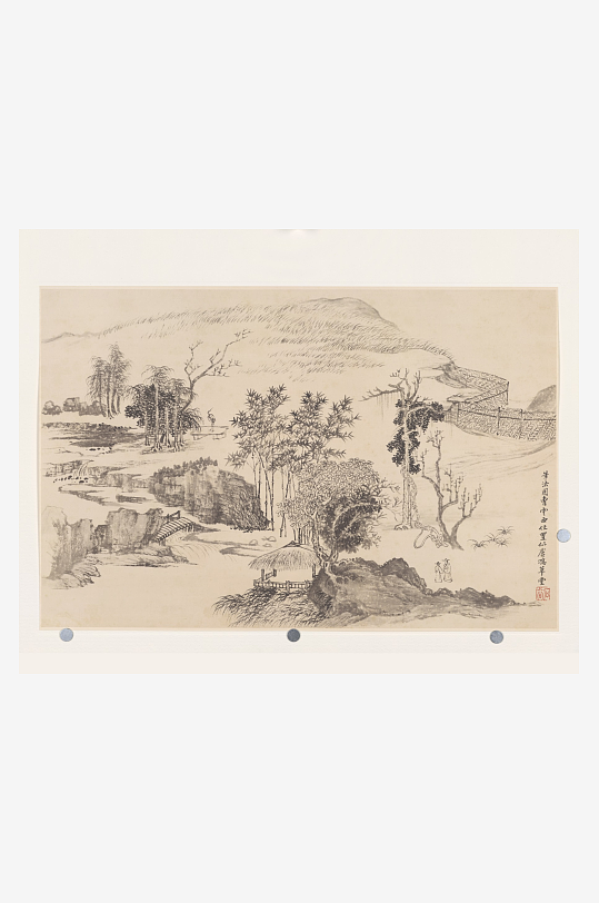 恽寿平山水墨风景装饰画图片素材-众图网