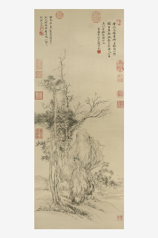 恽寿平山水墨风景装饰画图片素材-众图网