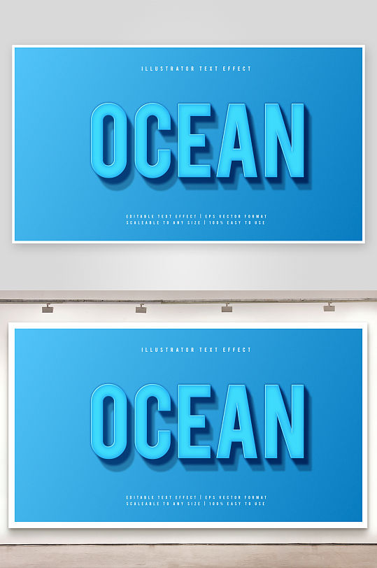 3D立体蓝色天空艺术字效果-众图网