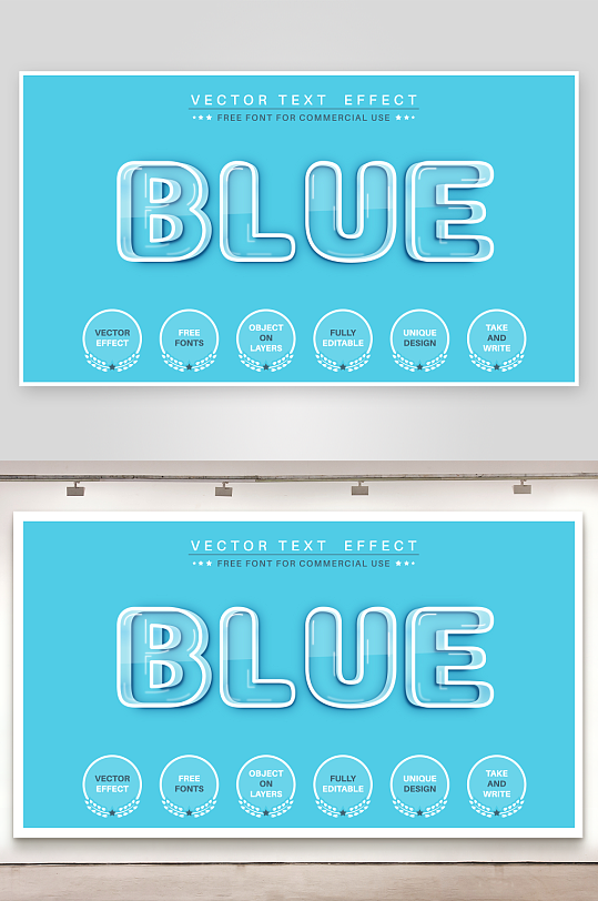 3D立体蓝色天空艺术字效果-众图网