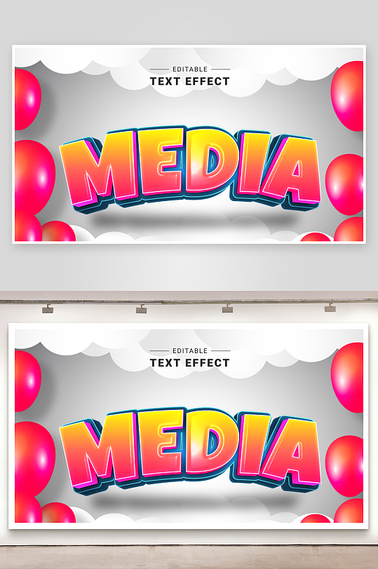 3D立体可编辑艺术字效果-众图网