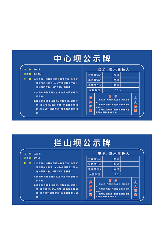 大坝人员信息公示栏模板