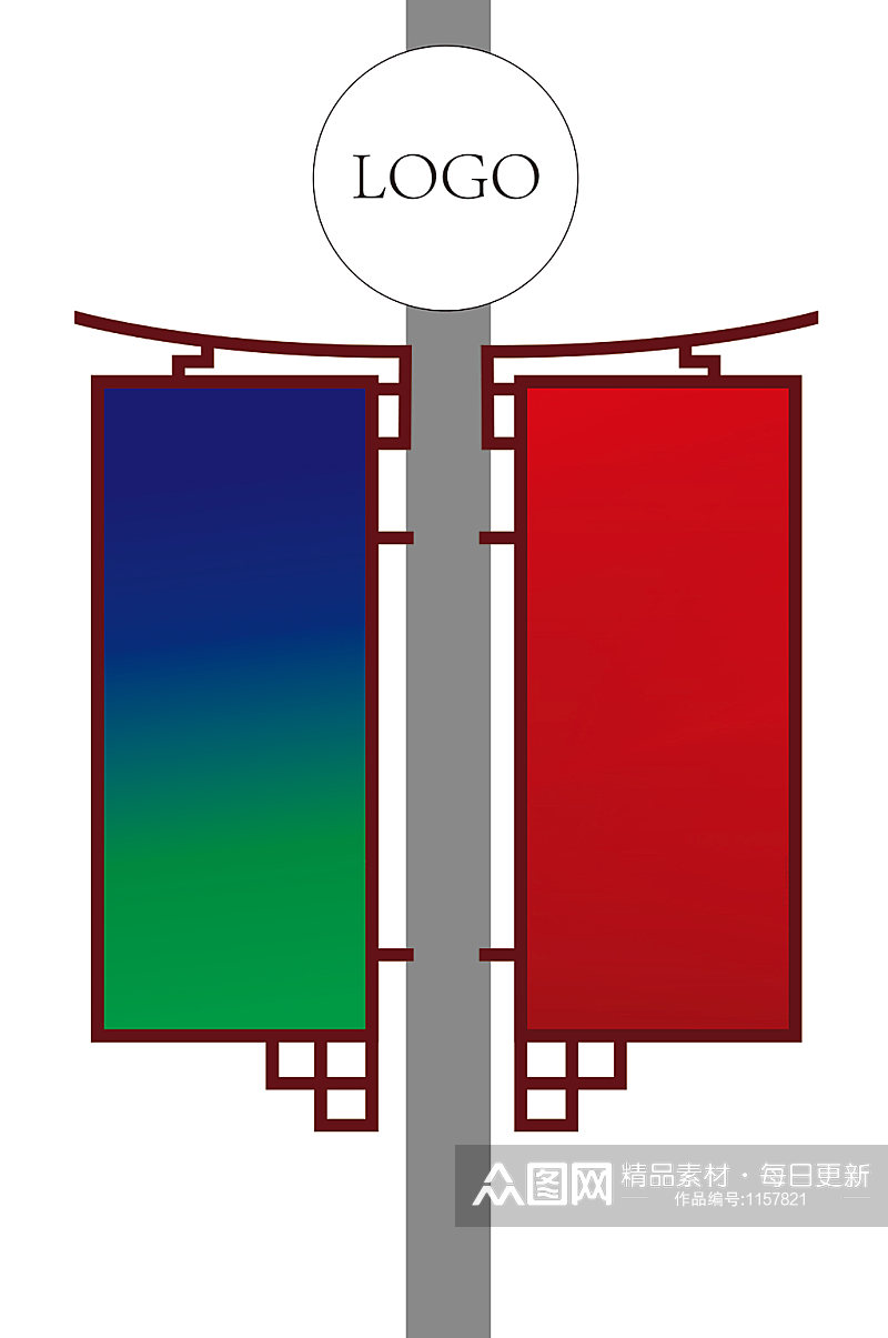 路灯灯杆旗造型矢量图素材