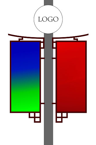 路灯灯杆旗造型矢量图