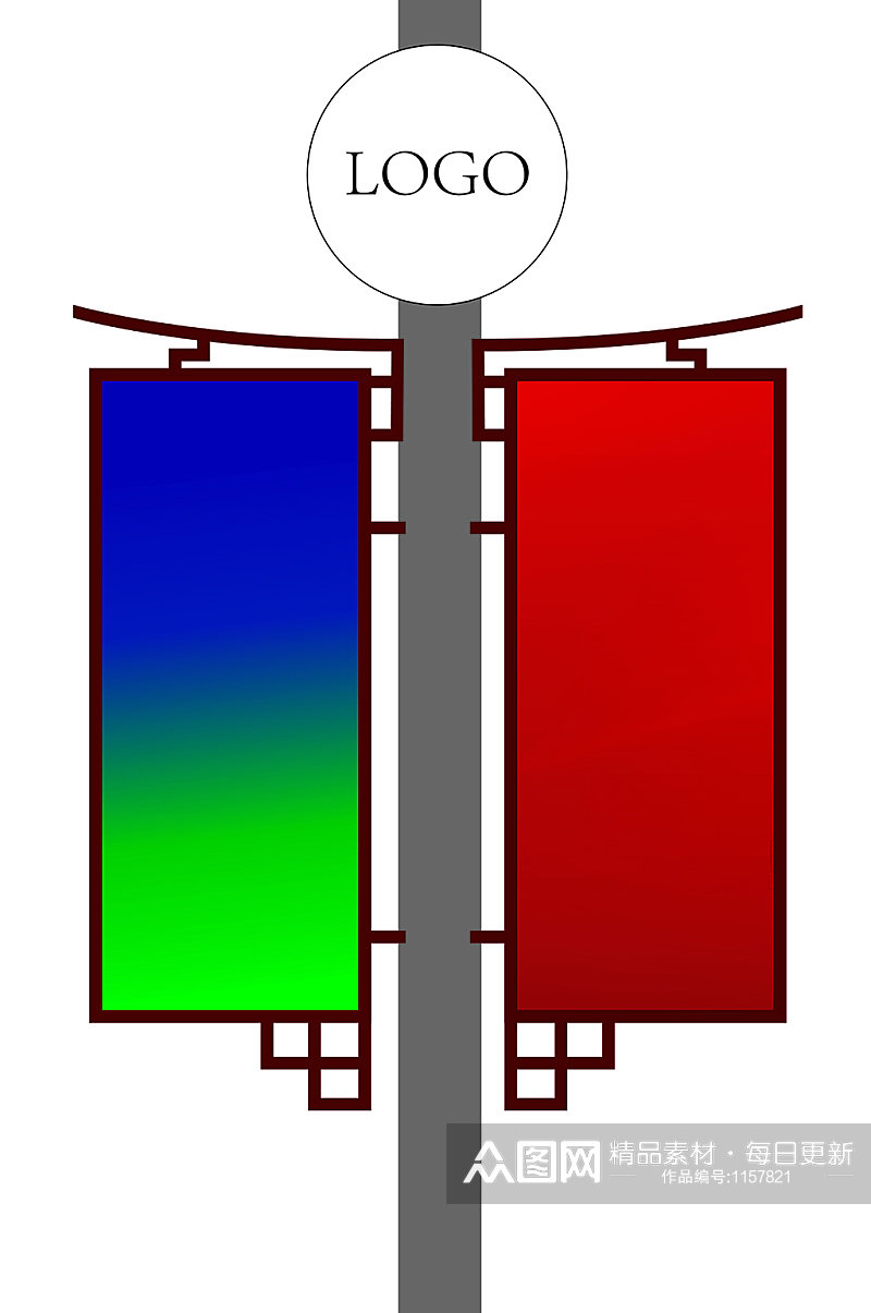 路灯灯杆旗造型矢量图素材