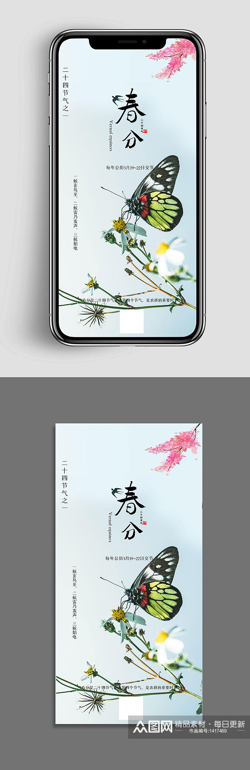 中国风简约春分手机海报素材
