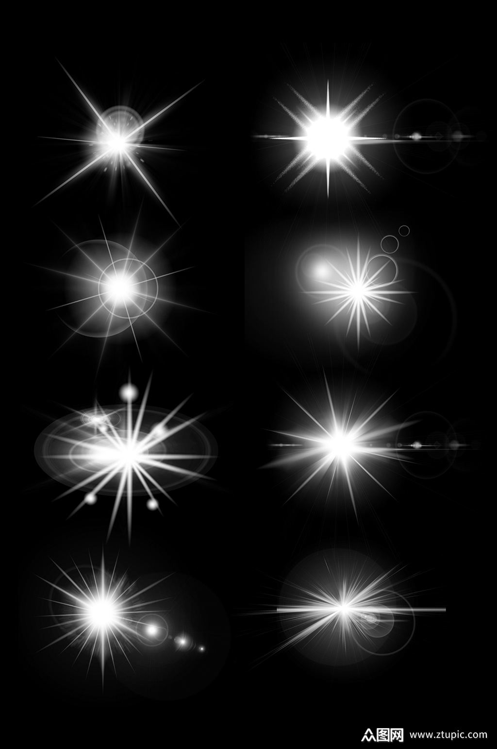 发光透明光效果镜头爆炸闪光线太阳闪光火花素材