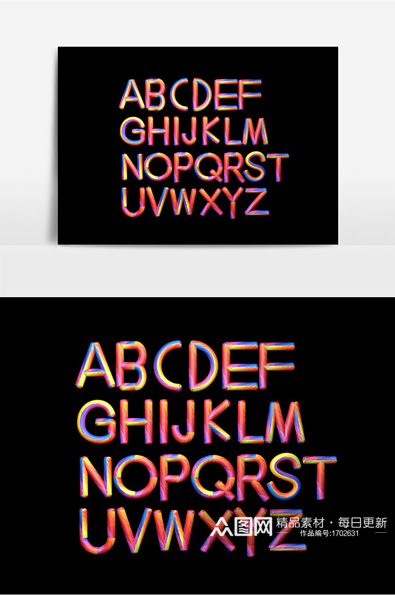 26个字母渐变色效果元素设计模板素材