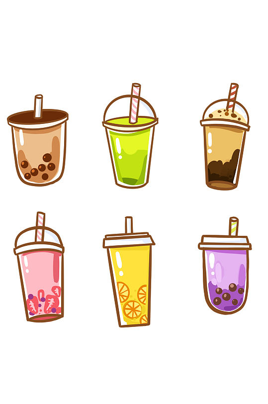 奶茶卡通可爱图标素材