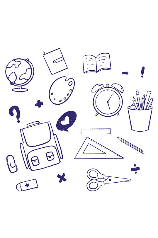 图片免抠立即下载彩色手绘厨房用品素材生活物品免扣线稿素材线描生活