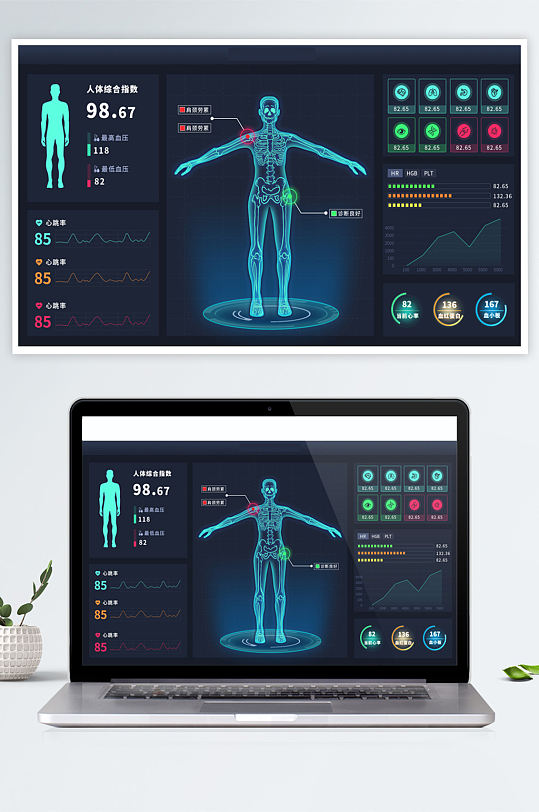 科技感医疗数据可视化页面模板