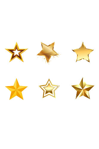 金色五角星装饰图案元素模板